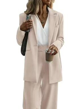 Pretty Garden Women's Beige Single-Button Long Blazer Size XXL, NWT